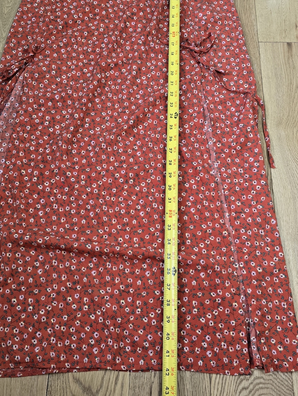 Lulus Red Floral Maxi Skirt with Double Front Slits Size Medium - Picture 9 of 10